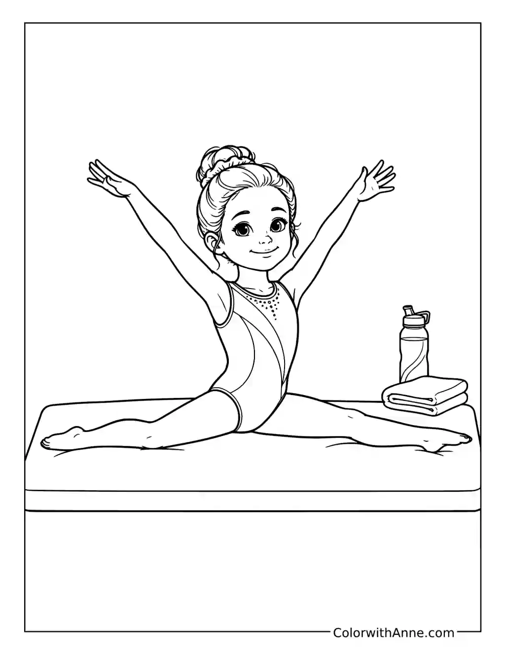 Little Gymnast Practicing a Split coloring page