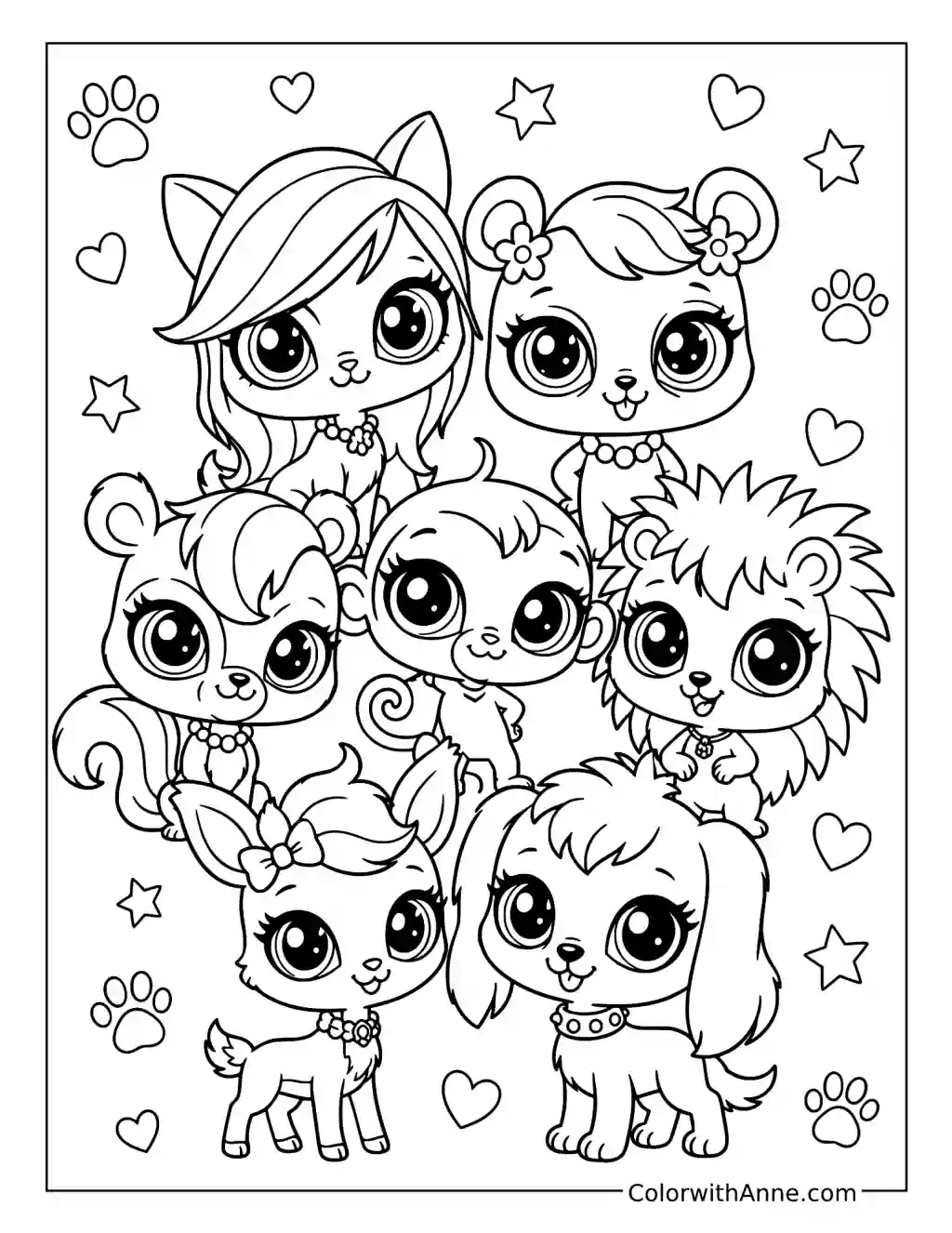 Littlest Pet Shop Group Portrait coloring page