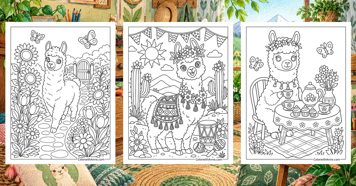 Llama Coloring Pages banner
