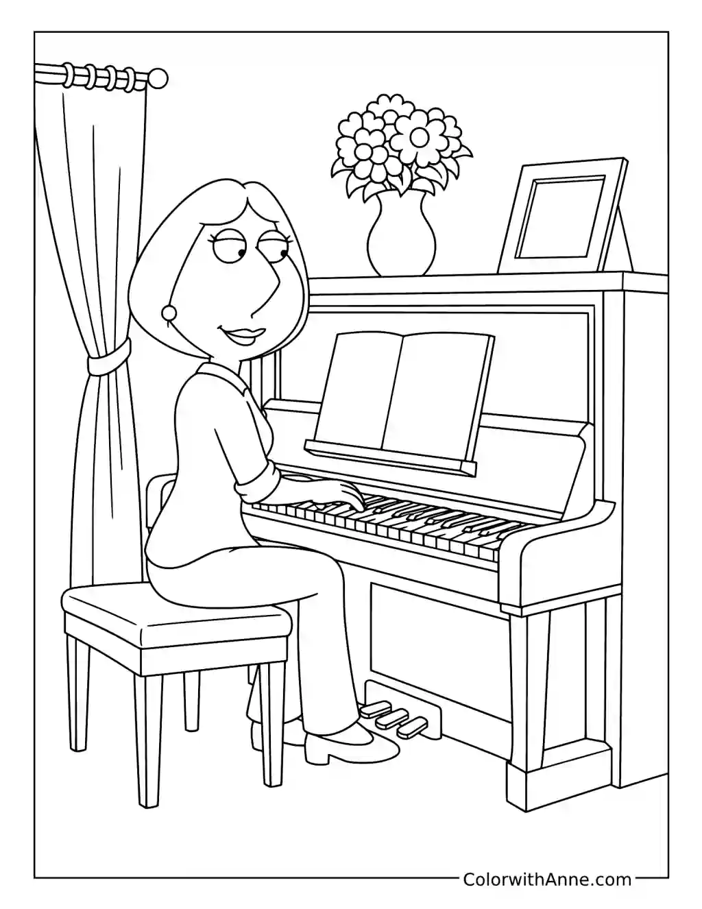 Lois Playing the Piano coloring page