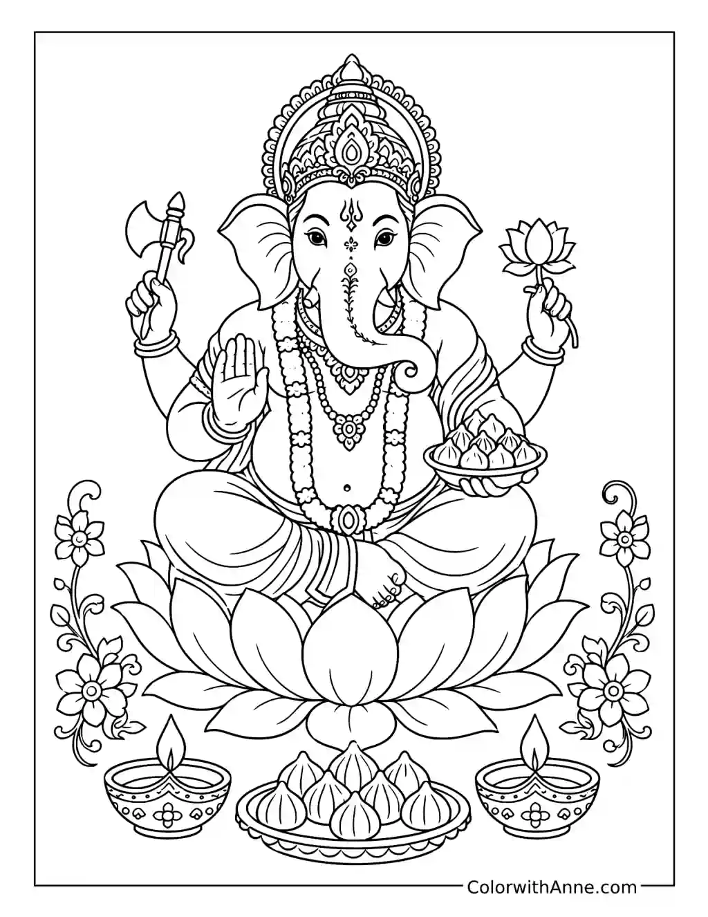 Lord Ganesha for Diwali coloring page