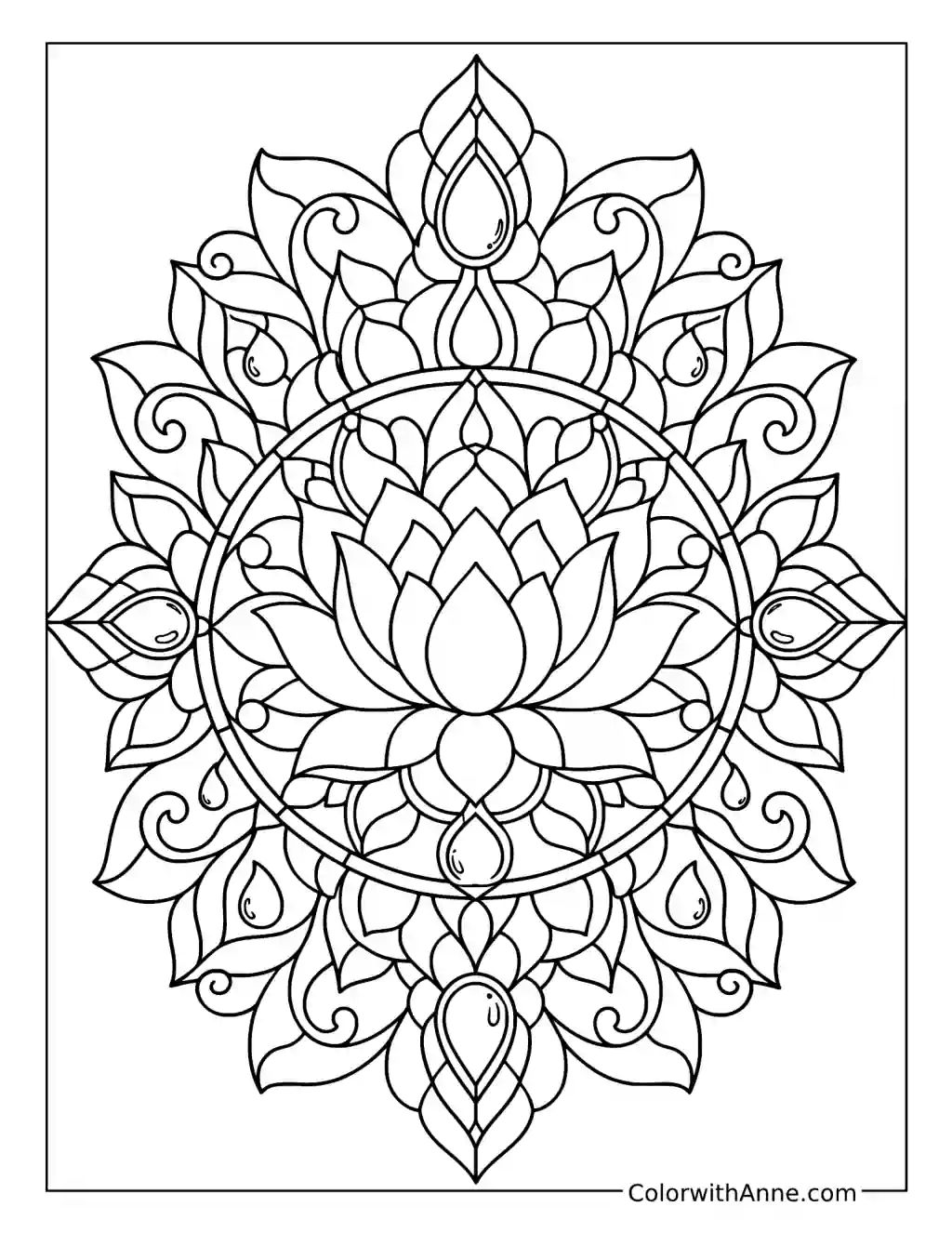 Lotus Mandala Stained Glass coloring page