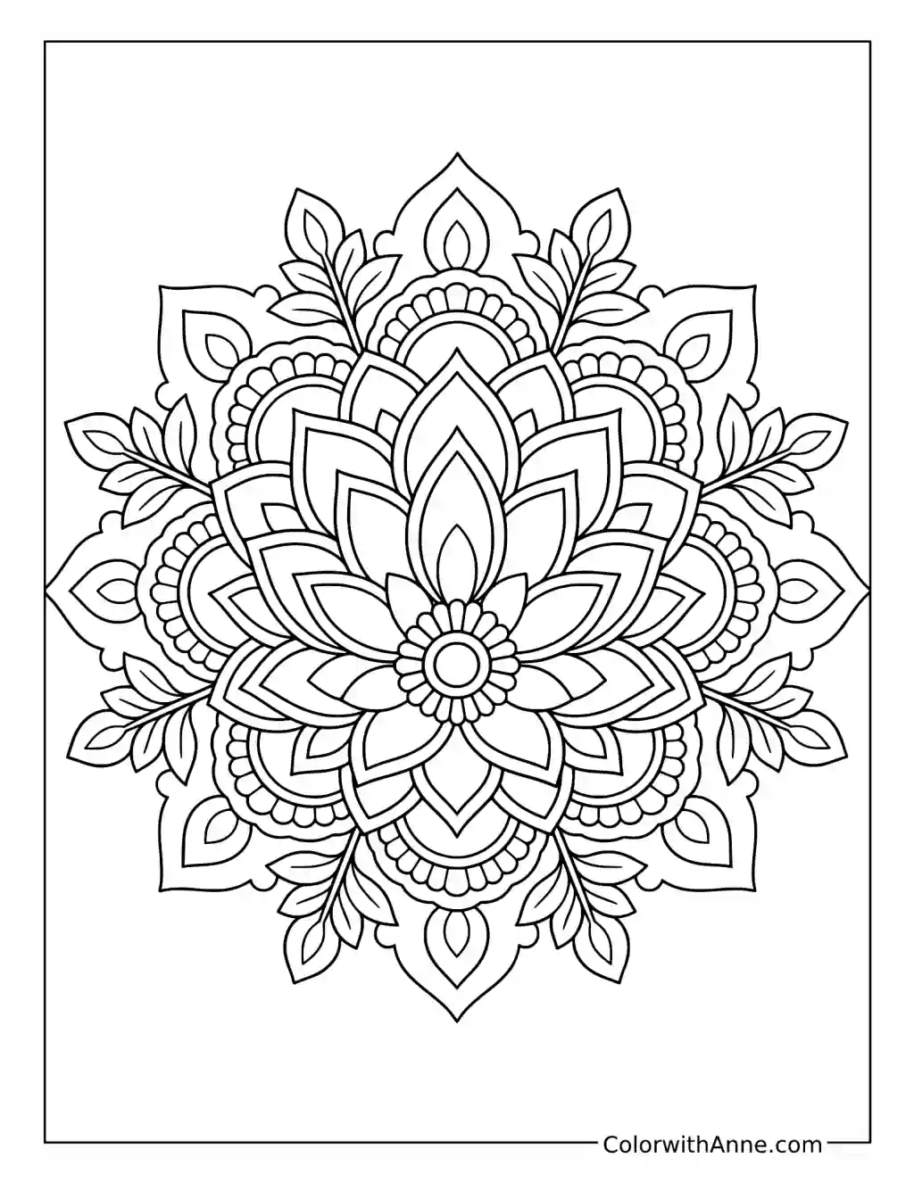Lotus Petal Mandala coloring page
