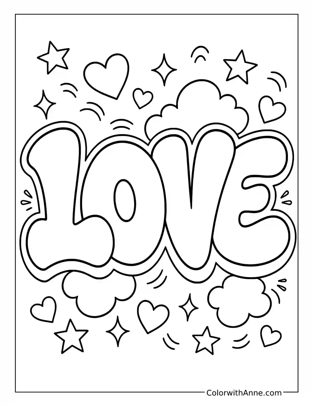 Love Graffiti coloring page