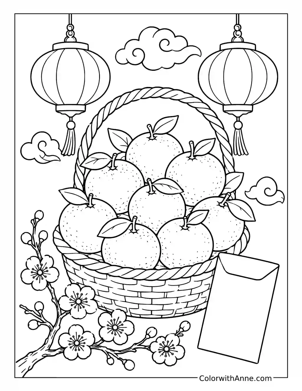 Lucky Orange Basket coloring page