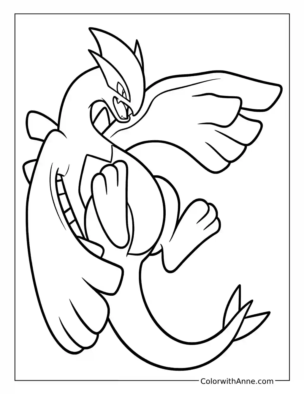 Lugia Spreading Its Wings coloring page