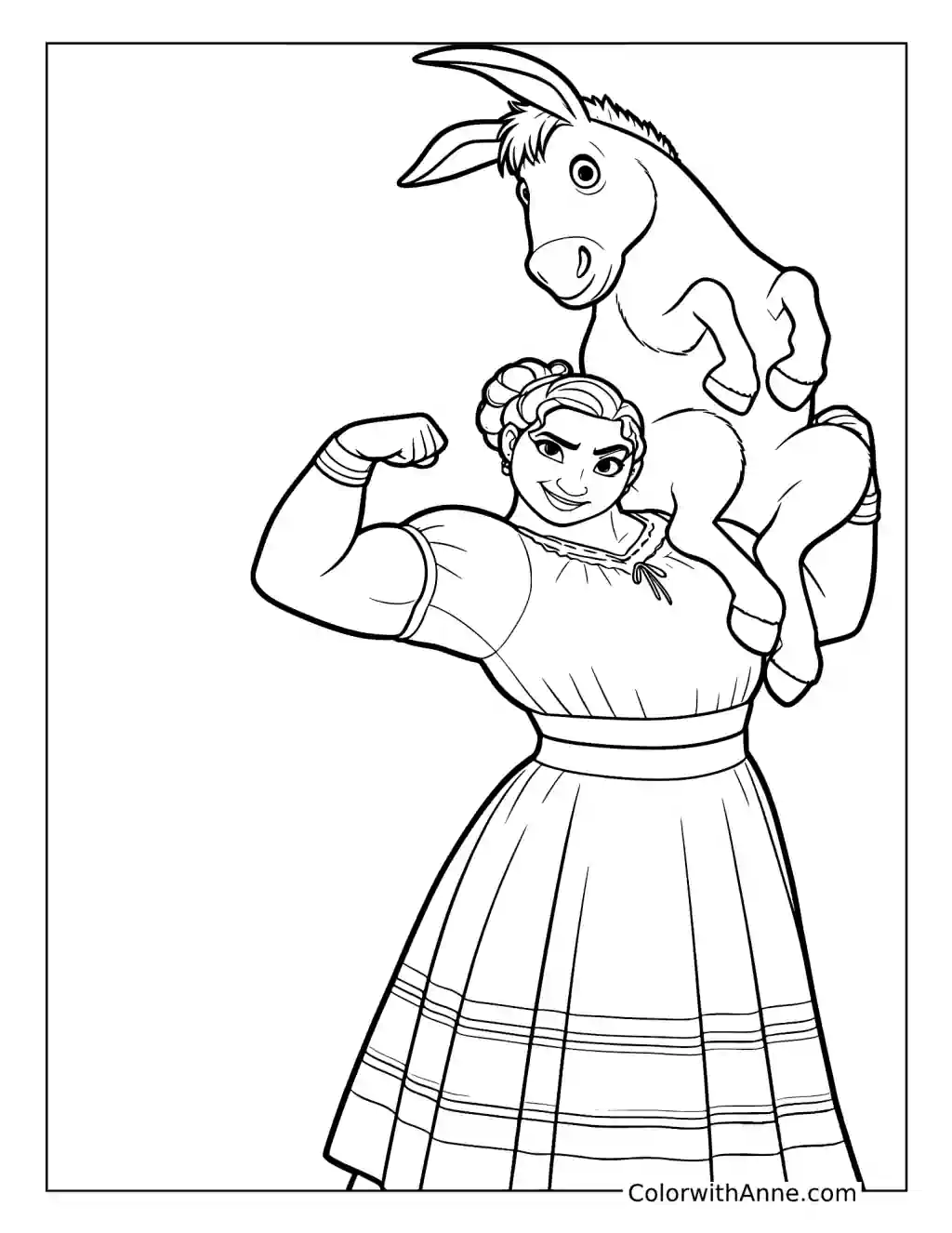 Luisa Madrigal Carrying a Donkey coloring page