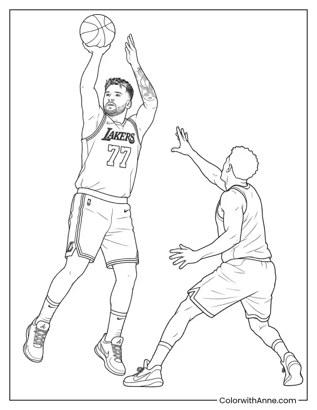 Luka Dončić Step-Back Jumper coloring page