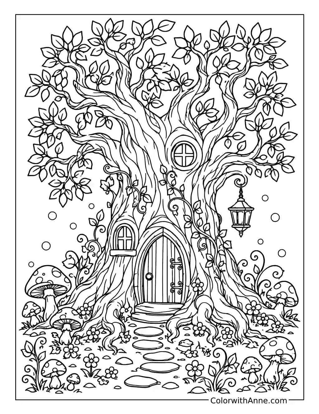 Magical Fairy Tree coloring page