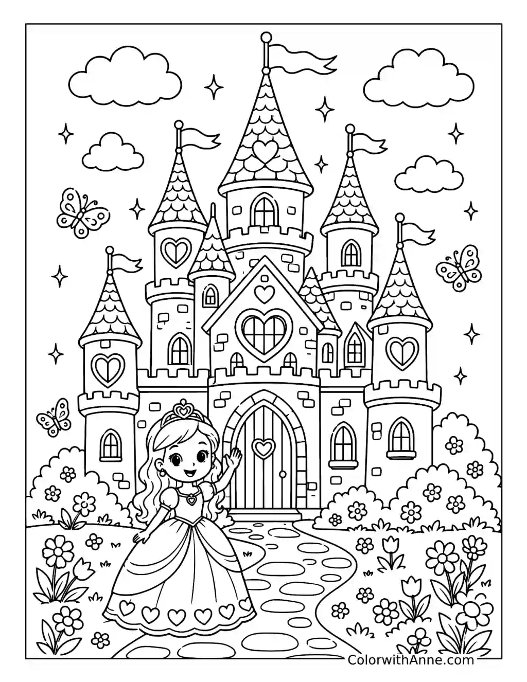 Magical Princess Castle coloring page