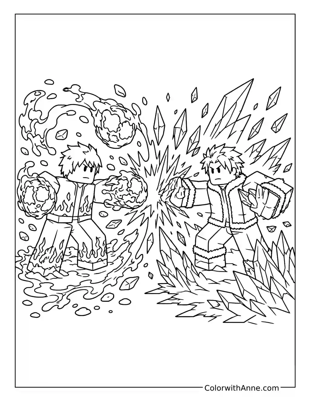 Magma and Ice Battle coloring page