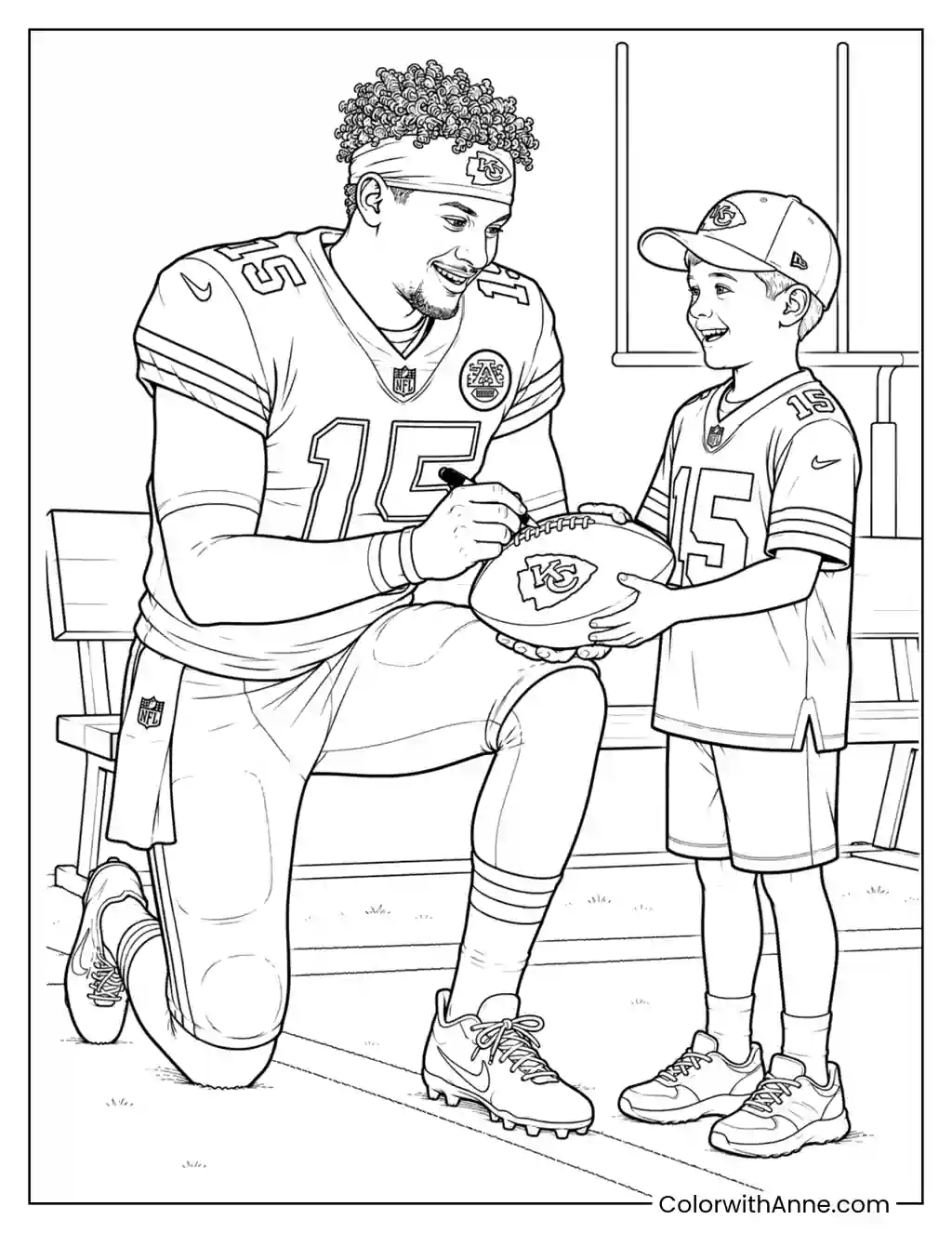 Mahomes Inspires a Young Fan coloring page