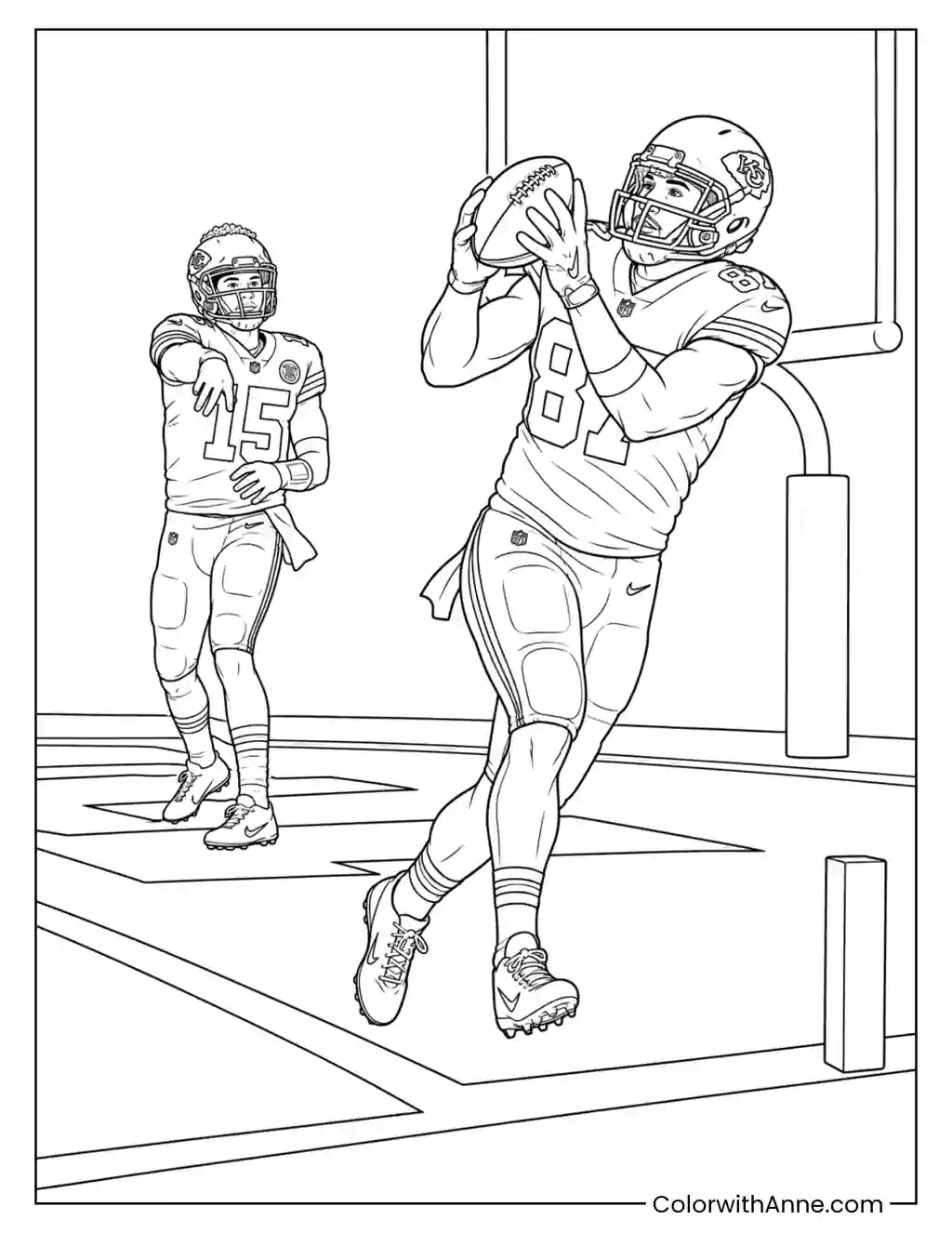 Mahomes to Kelce Touchdown Connection coloring page