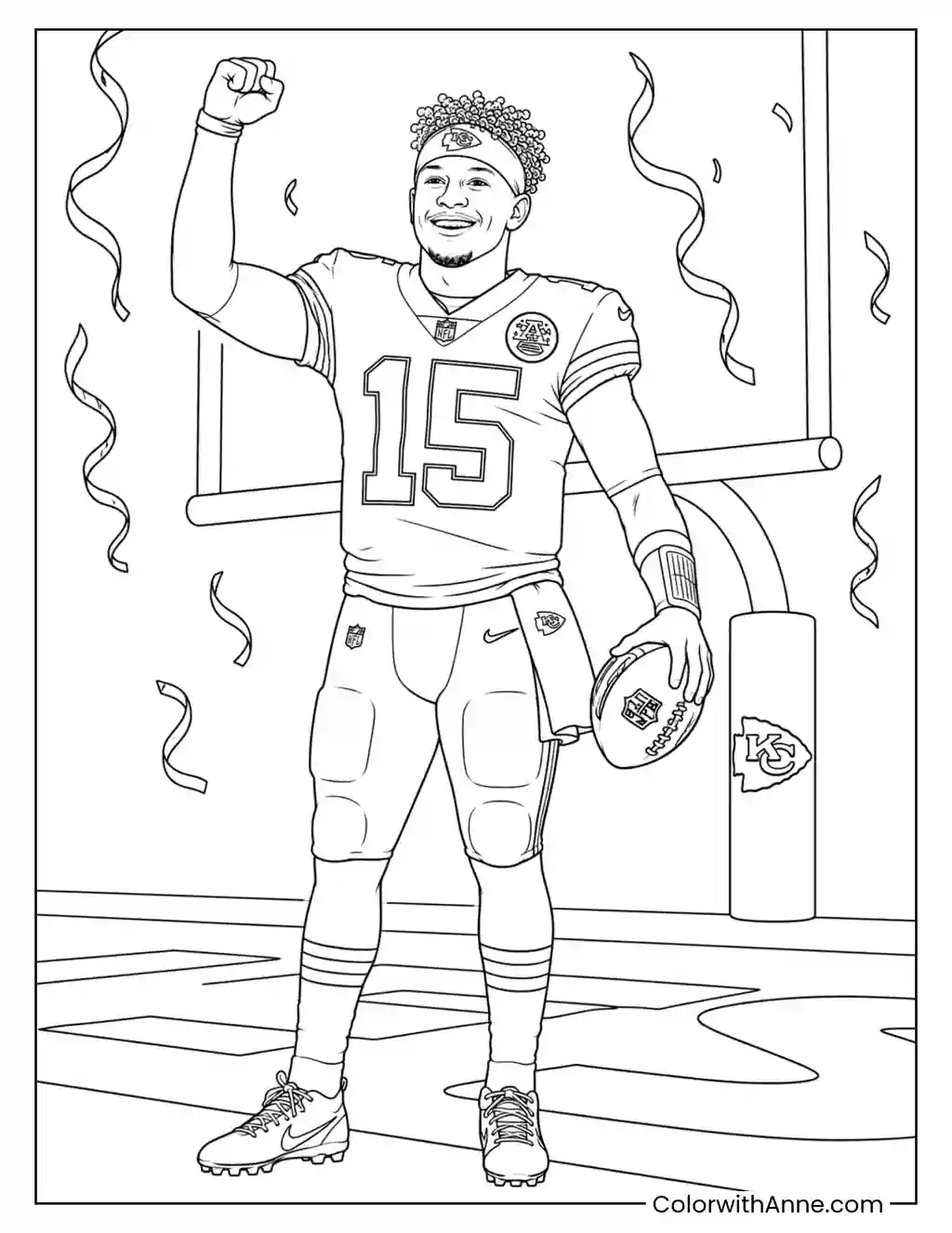 Mahomes Touchdown Celebration coloring page