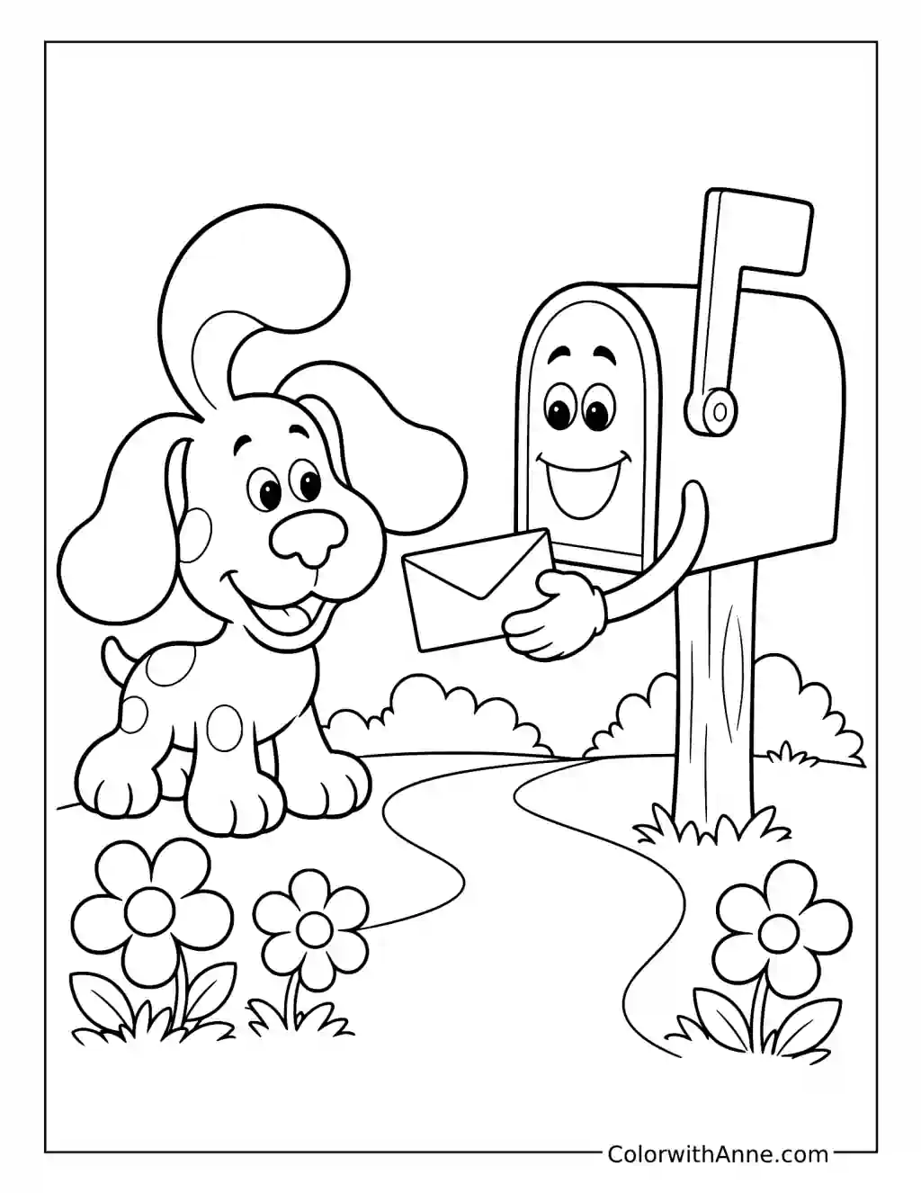Mail Time with Blue coloring page