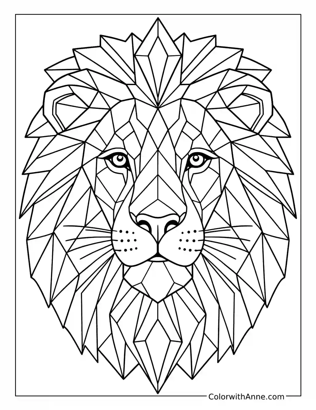 Majestic Geometric Lion coloring page
