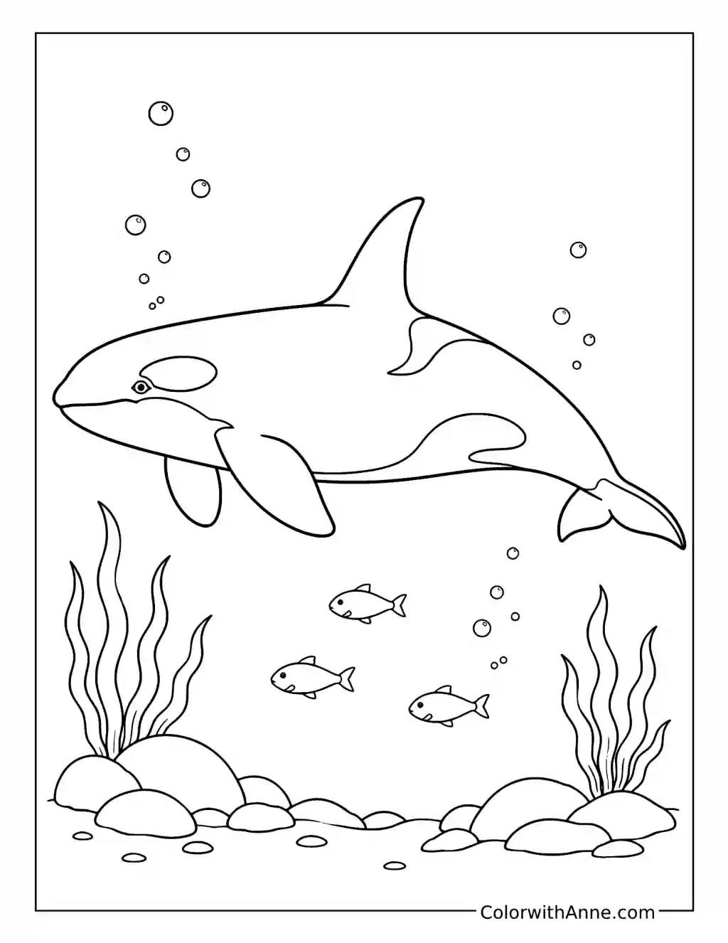 Majestic Orca Swimming Underwater coloring page