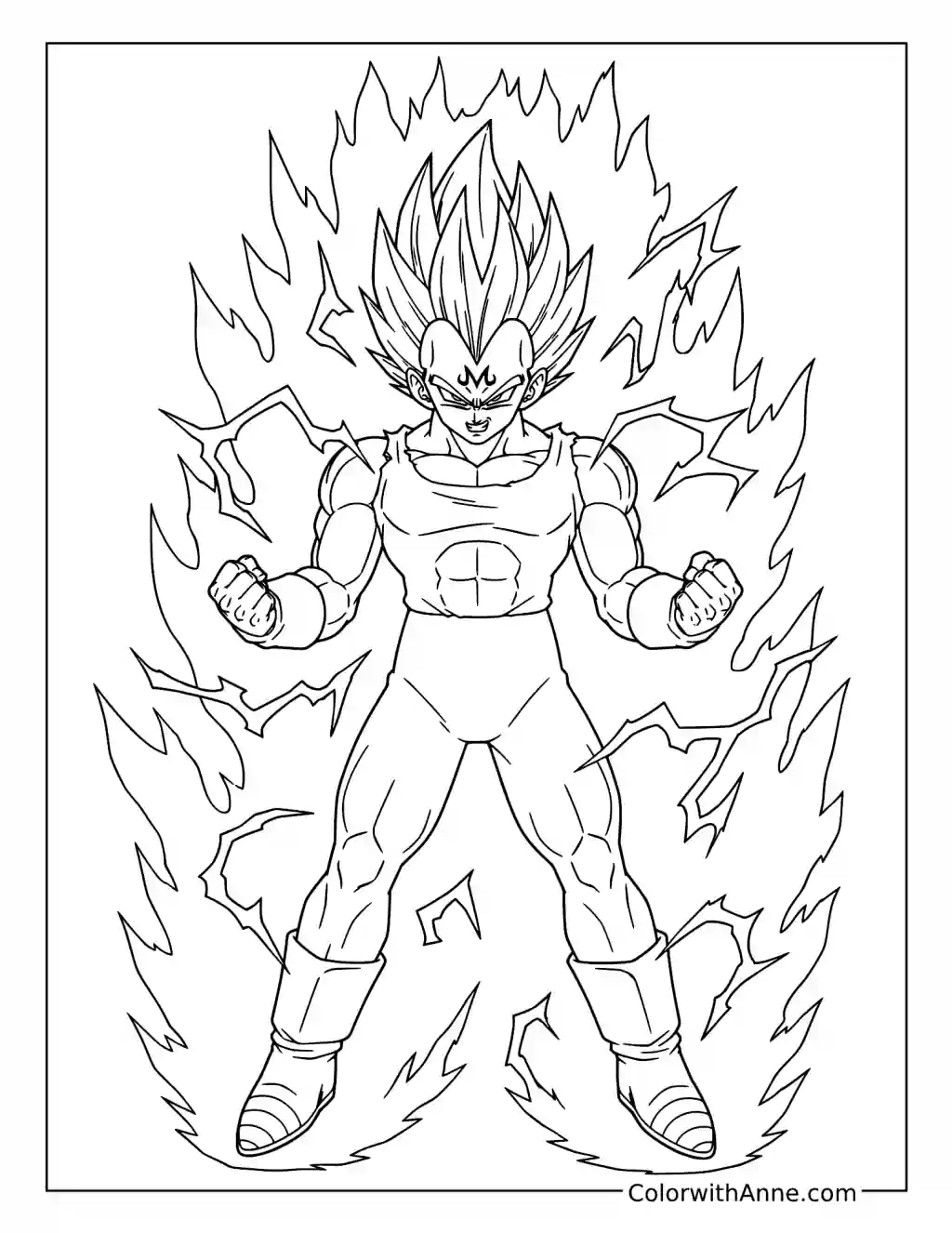 Majin Vegeta Powering Up coloring page
