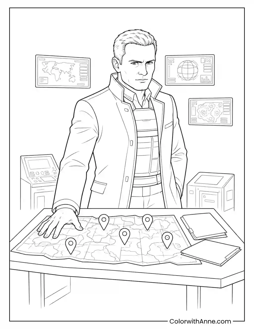 Makarov in the Command Room coloring page