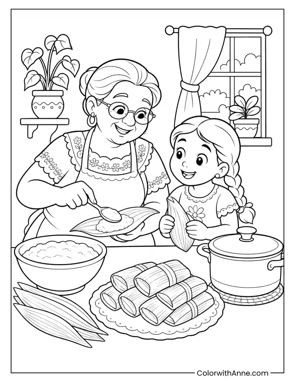 Making Tamales with Abuela coloring page