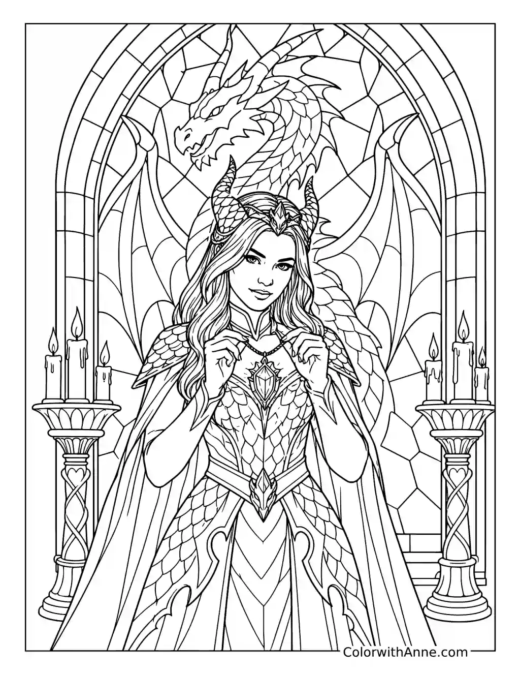 Mal in Dragon-Themed Royal Attire coloring page