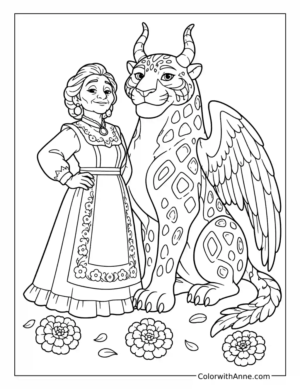 Mamá Imelda and Pepita coloring page