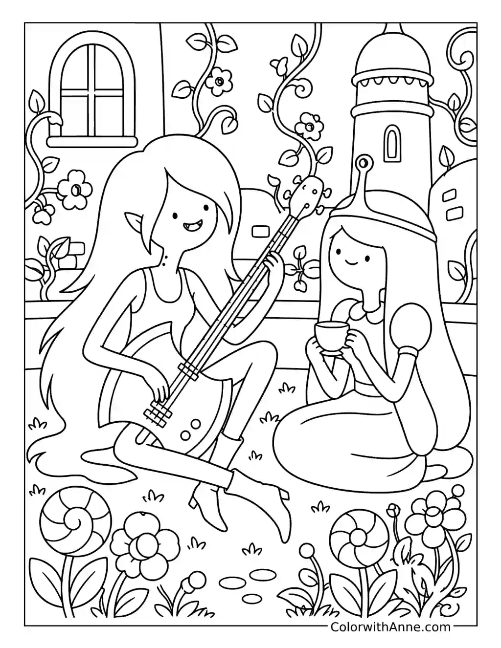 Marceline and Princess Bubblegum coloring page