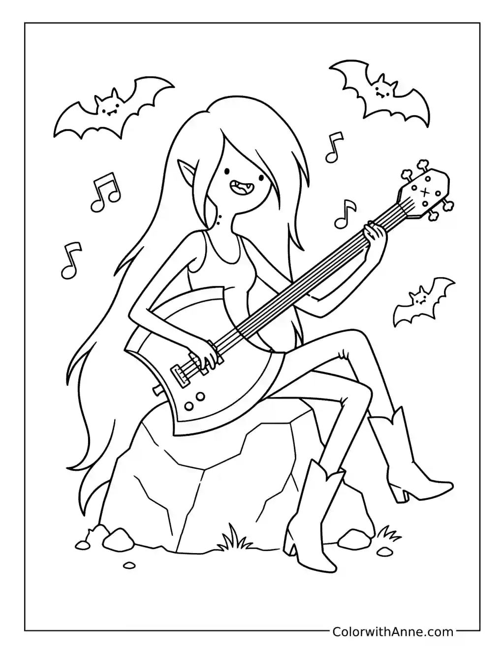 Marceline Playing Her Bass coloring page