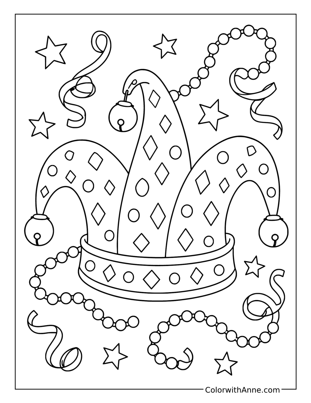 Mardi Gras Jester Hat coloring page