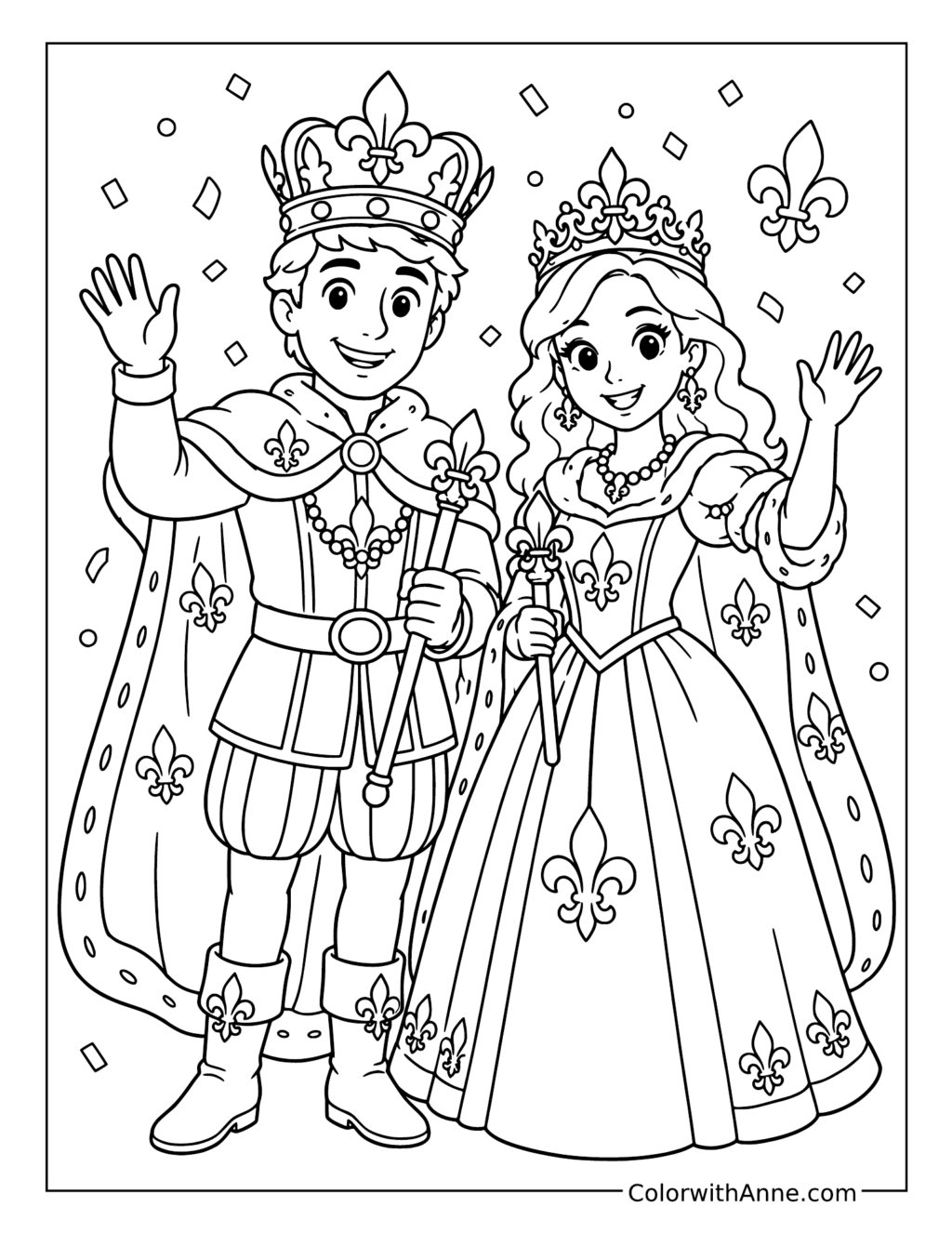 Mardi Gras King and Queen coloring page