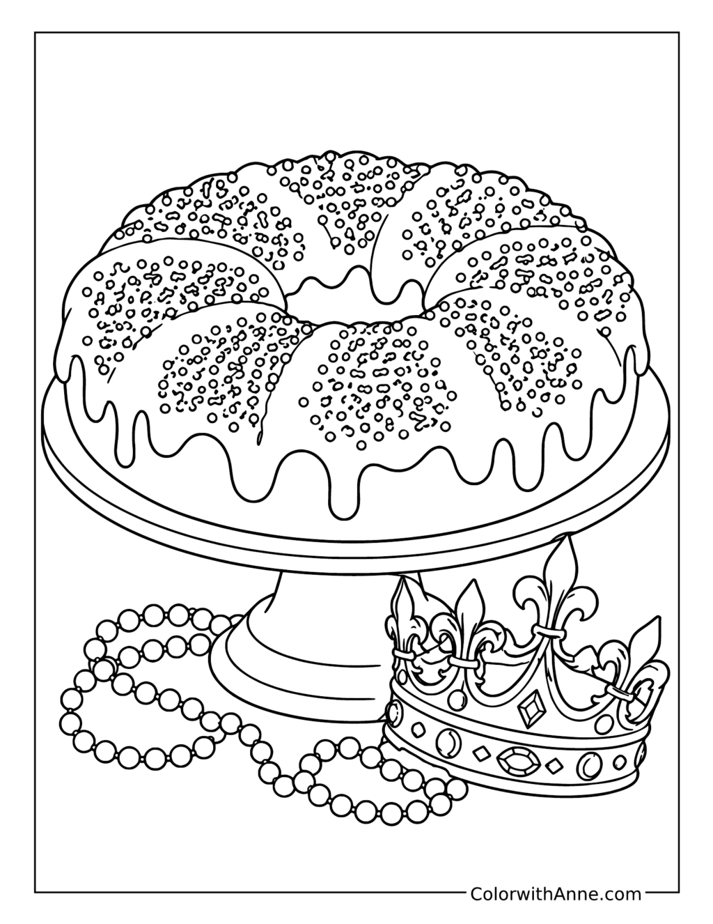 Mardi Gras King Cake coloring page