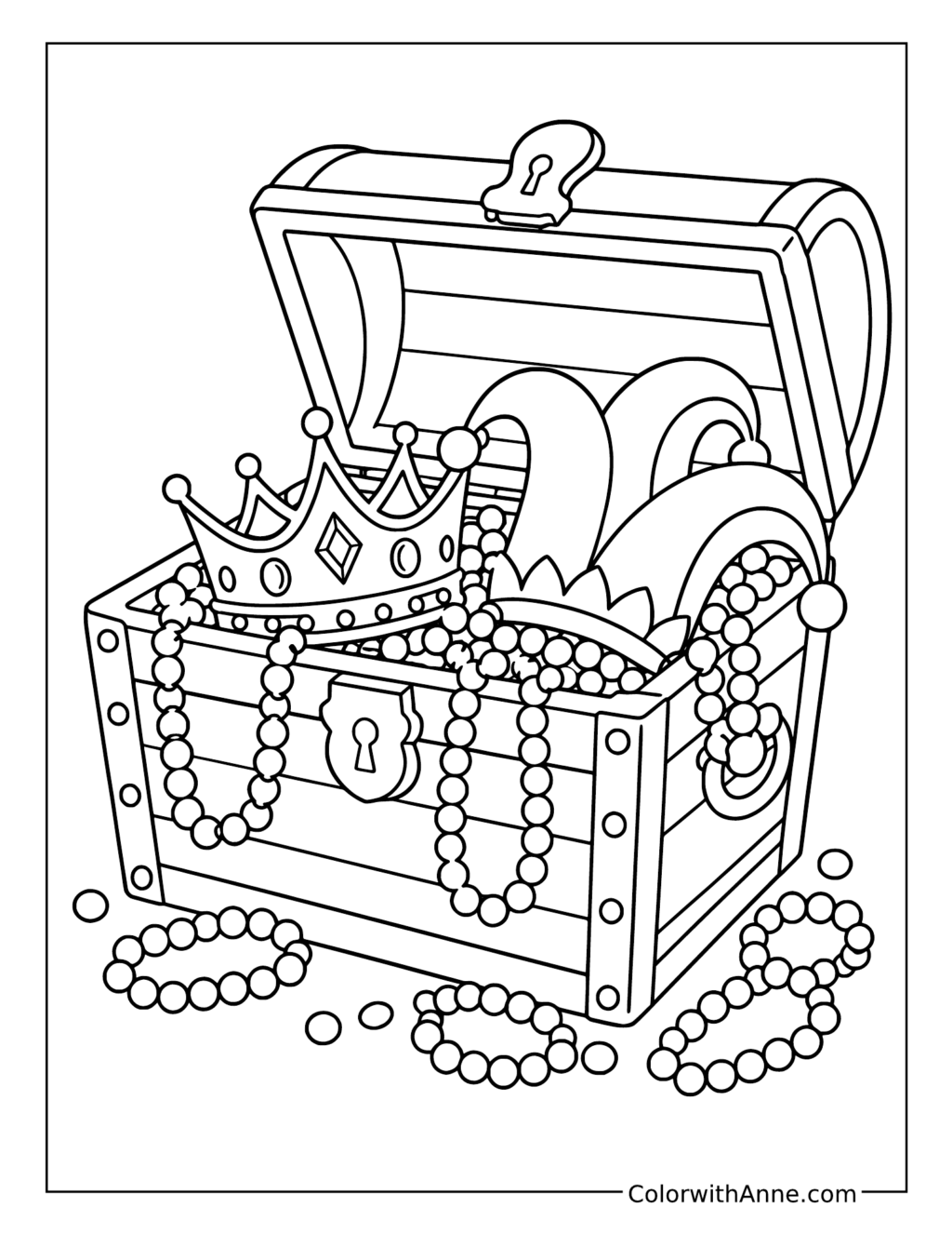 Mardi Gras Treasure Chest coloring page