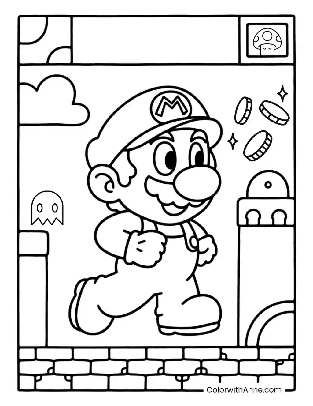 Mario Game Coloring Page