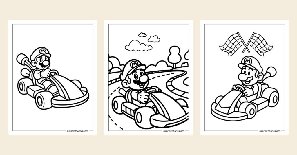 mario kart coloring pages banner