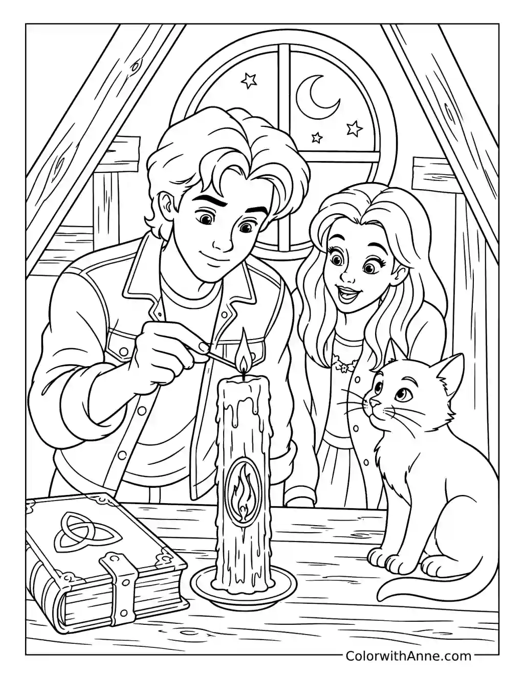 Max Lighting the Black Flame Candle coloring page