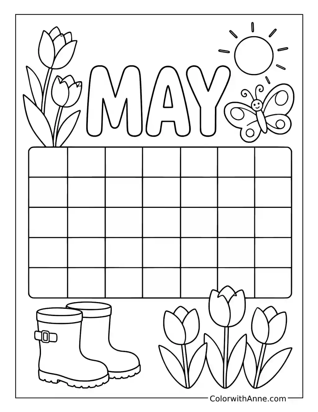 May Calendar coloring page