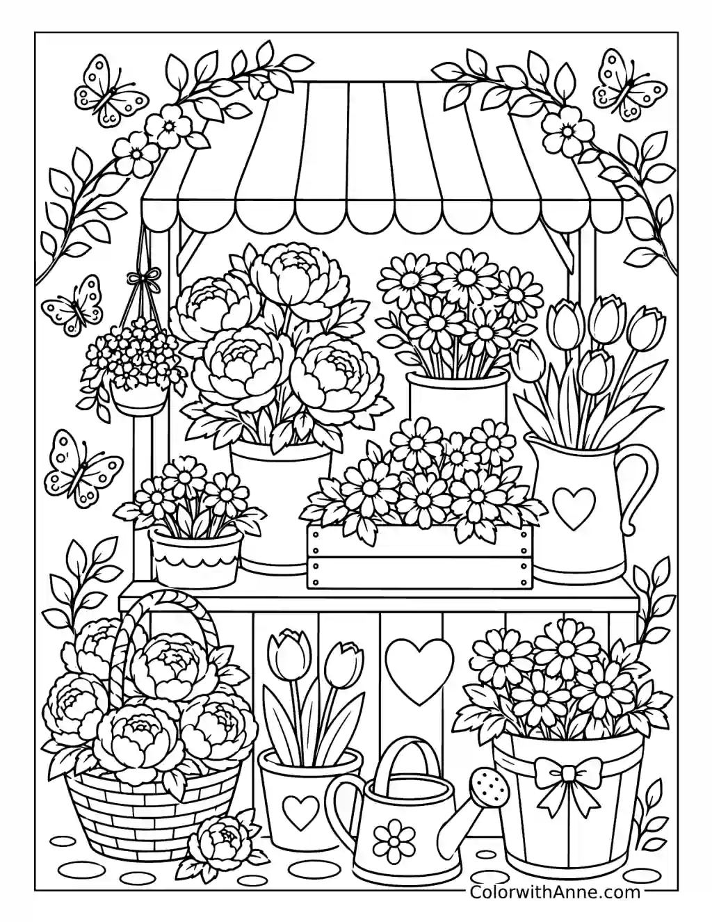 May Flower Market coloring page