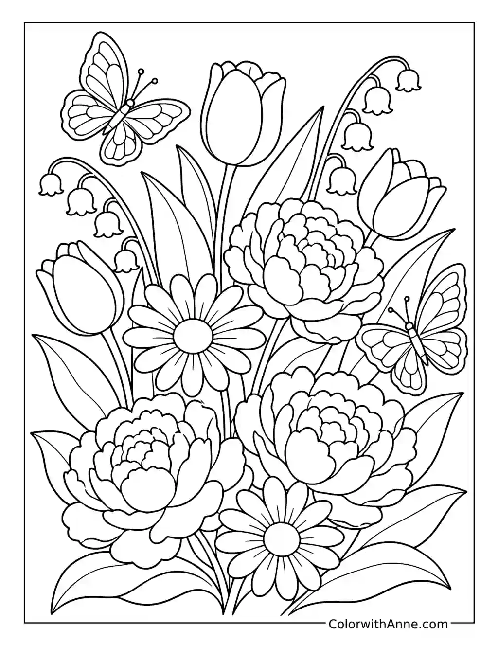 May Flowers in Bloom coloring page