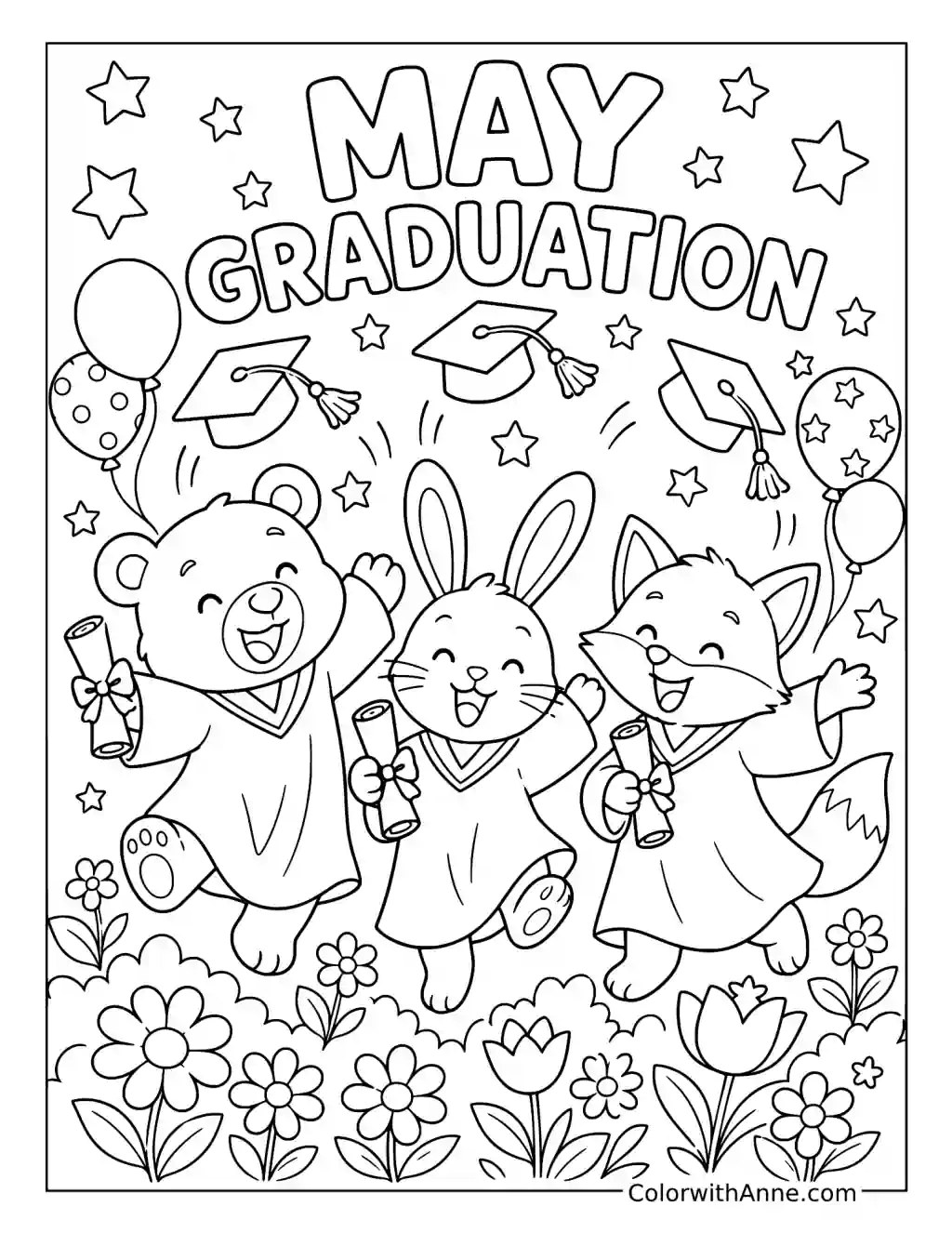 May Graduation Celebration coloring page