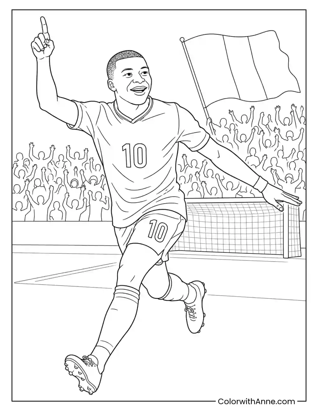 Mbappé France Goal Celebration coloring page