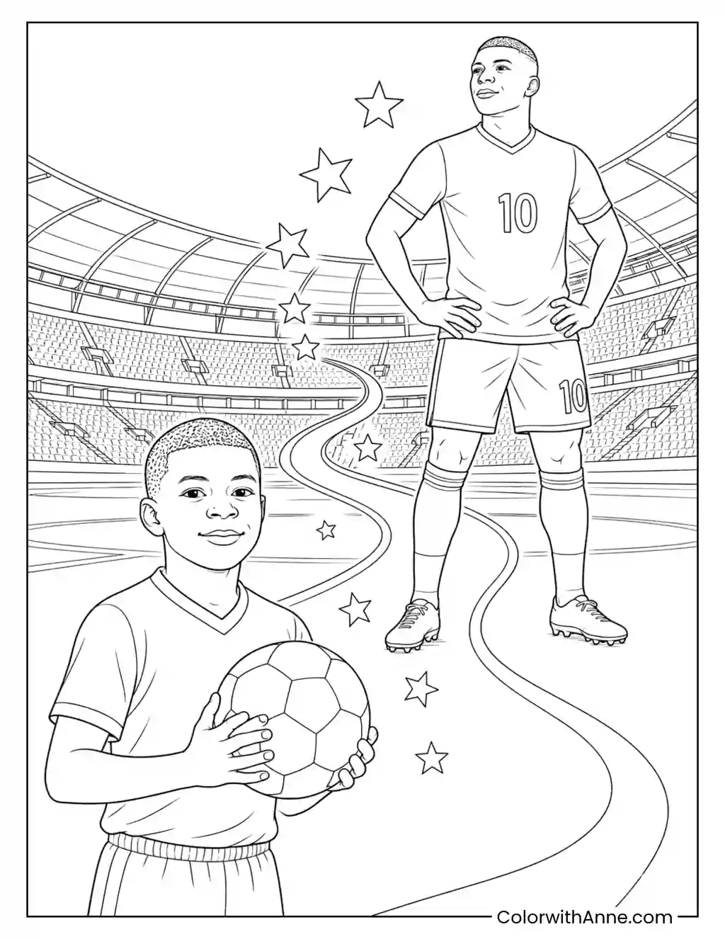 Mbappé From Childhood Dream to Soccer Superstar coloring page