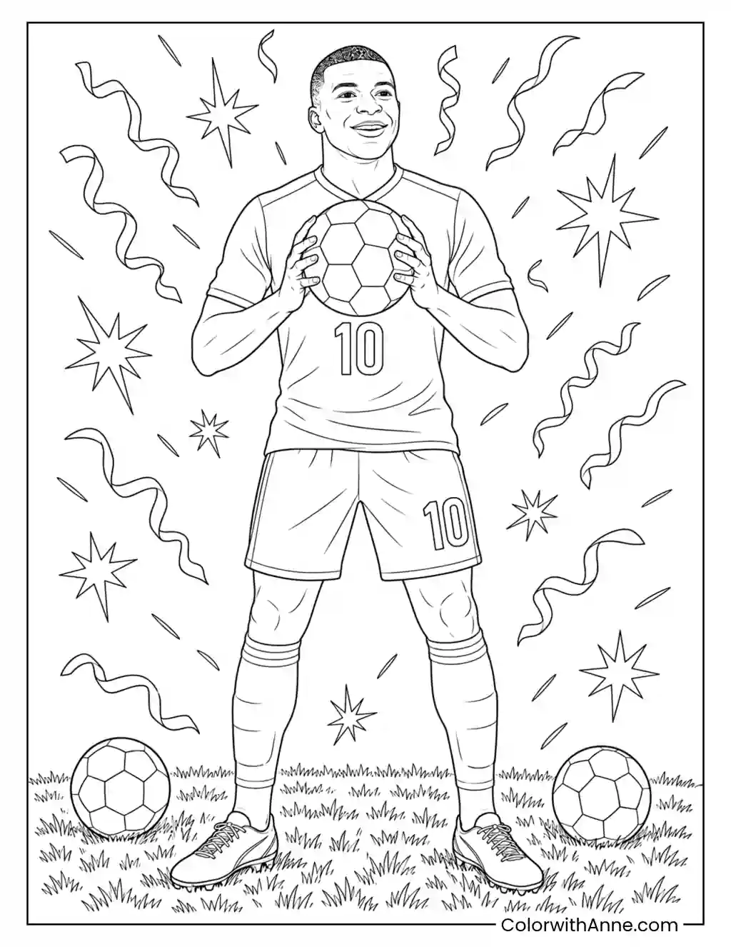 Mbappé Hat-Trick Hero coloring page
