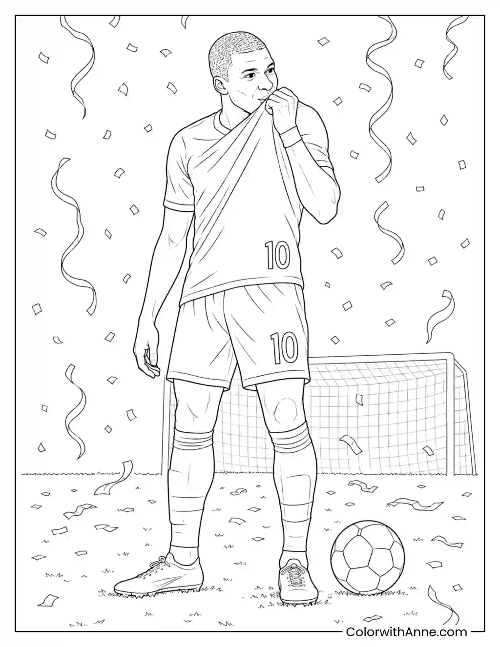 Mbappé Kissing His Jersey coloring page