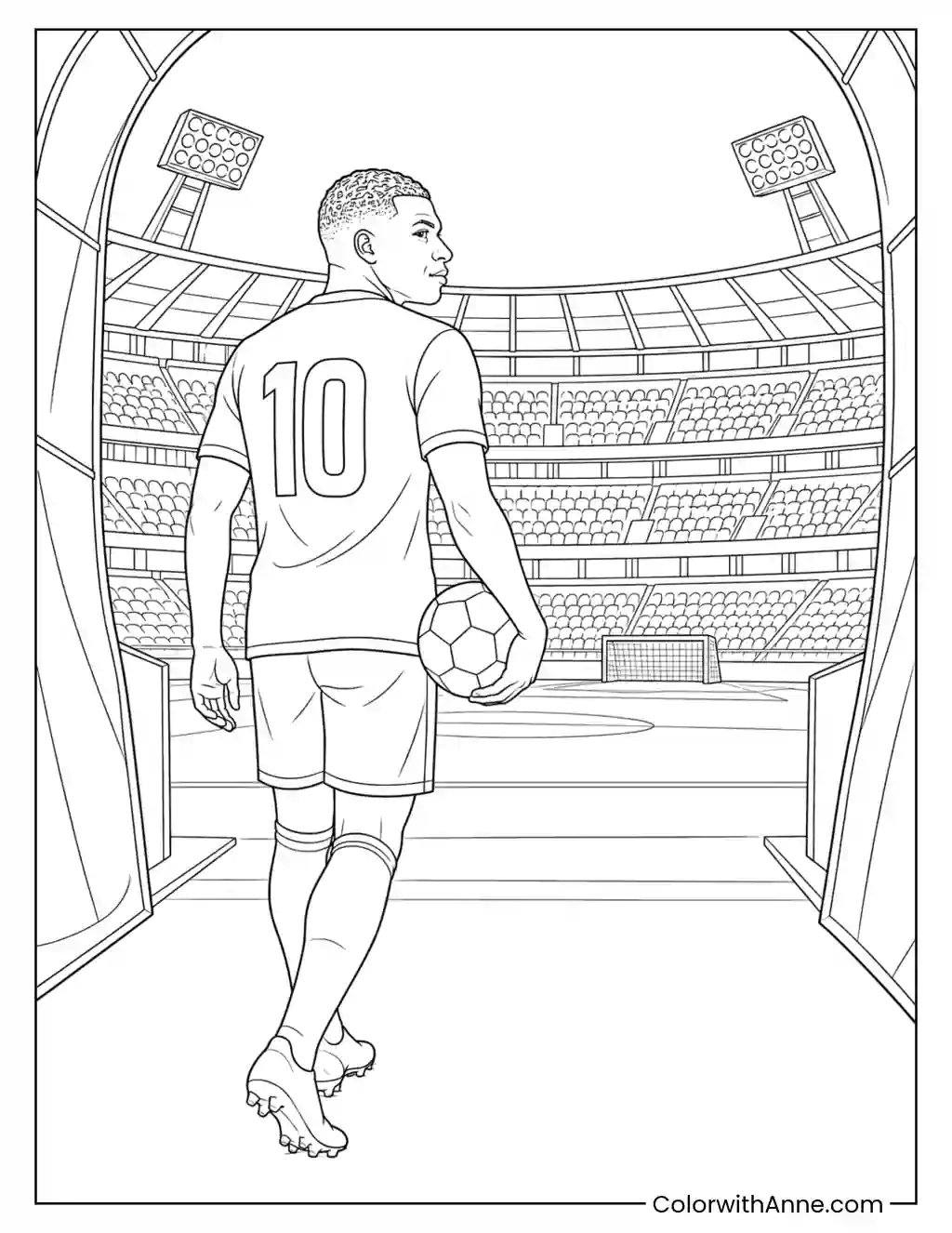 Mbappé Number 10 Entering the Stadium coloring page