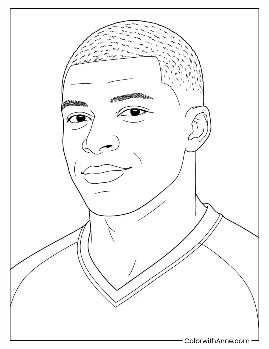 Mbappé Soccer Portrait coloring page