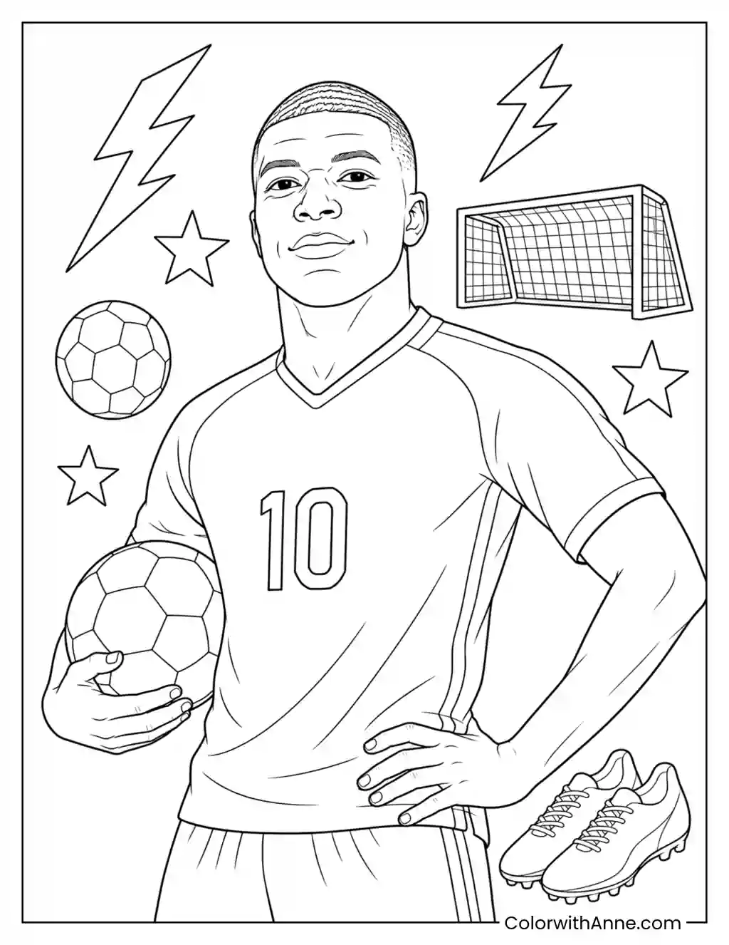 Mbappé Soccer Superstar Poster coloring page