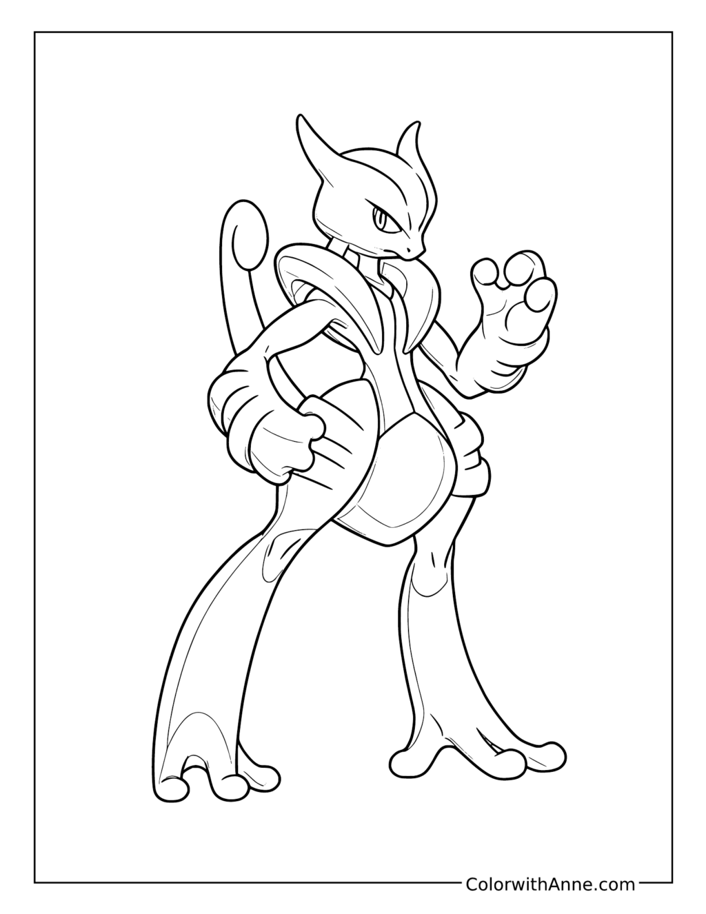 Mega Mewtwo X with One Hand Raised coloring page
