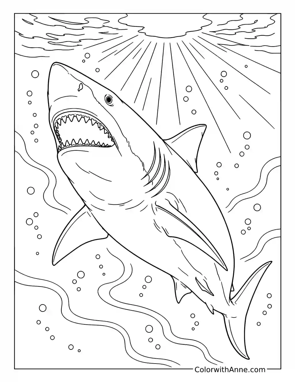 Megalodon Rising from the Deep coloring page
