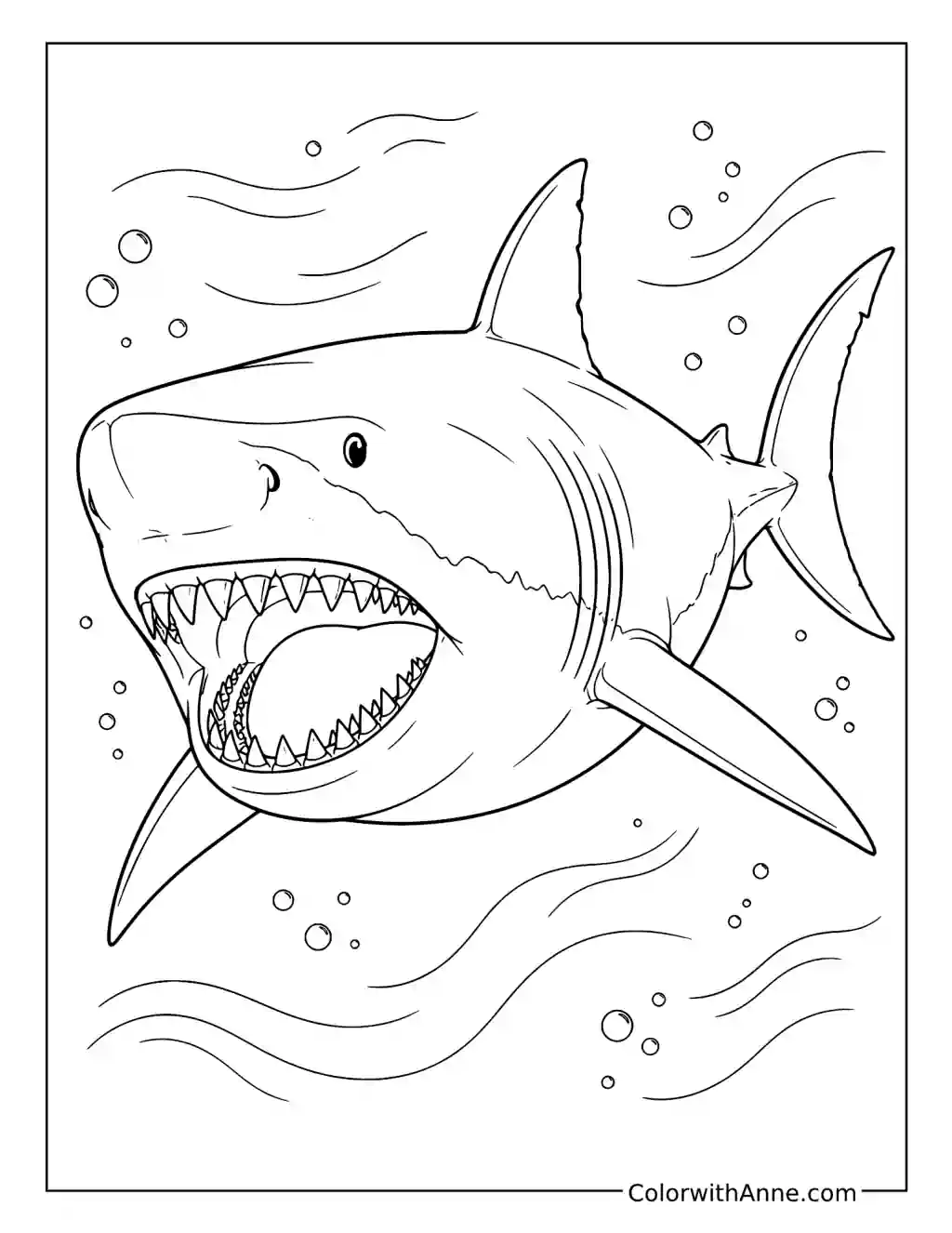 Megalodon with Open Jaws coloring page
