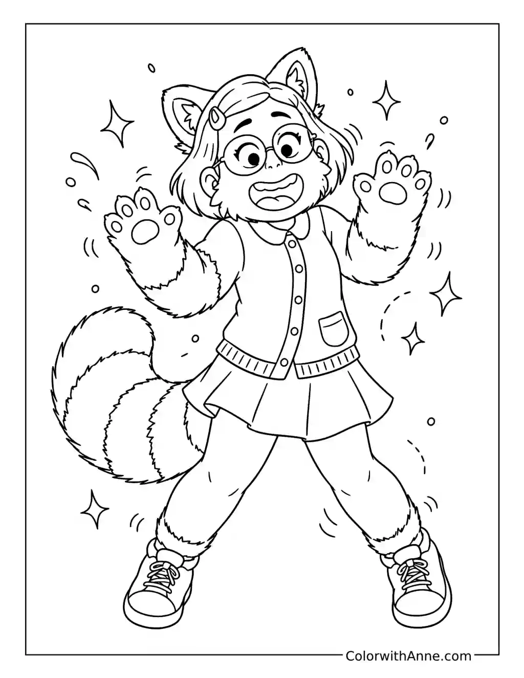 Mei Lee Mid-Transformation coloring page